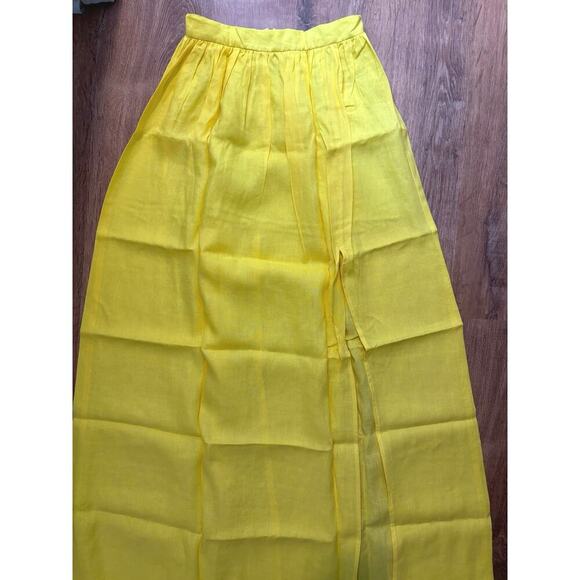 NWT RUMER Delphine Linen Maxi Skirt In Yellow Size XS - Picture 3 of 7